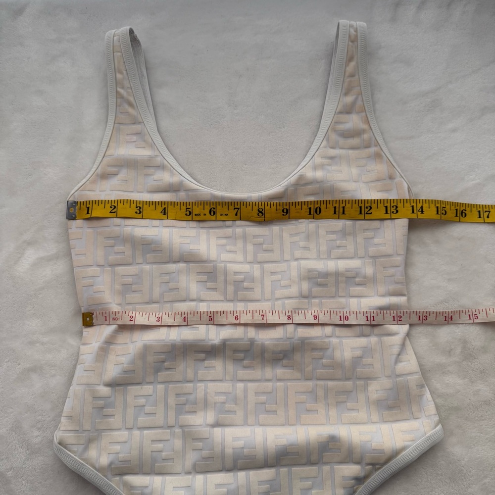 Fendi FF Raised Motif One Piece Bathing Suit in White Cream IT 42 US 6 Designer - Picture 11 of 14